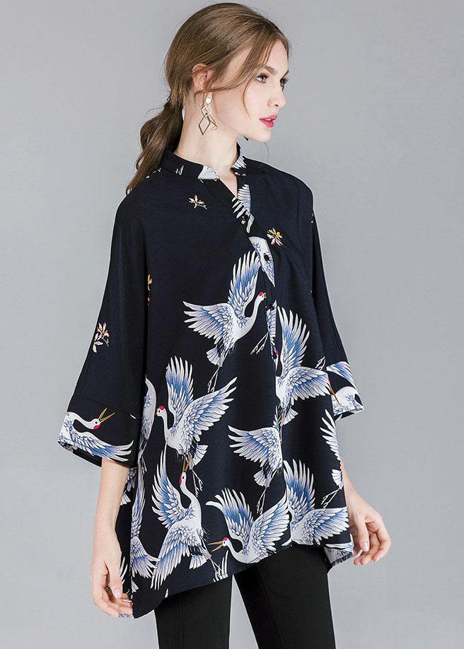 Dame Asymmetrisk Design Skjorte med Trekvart Ermer 3