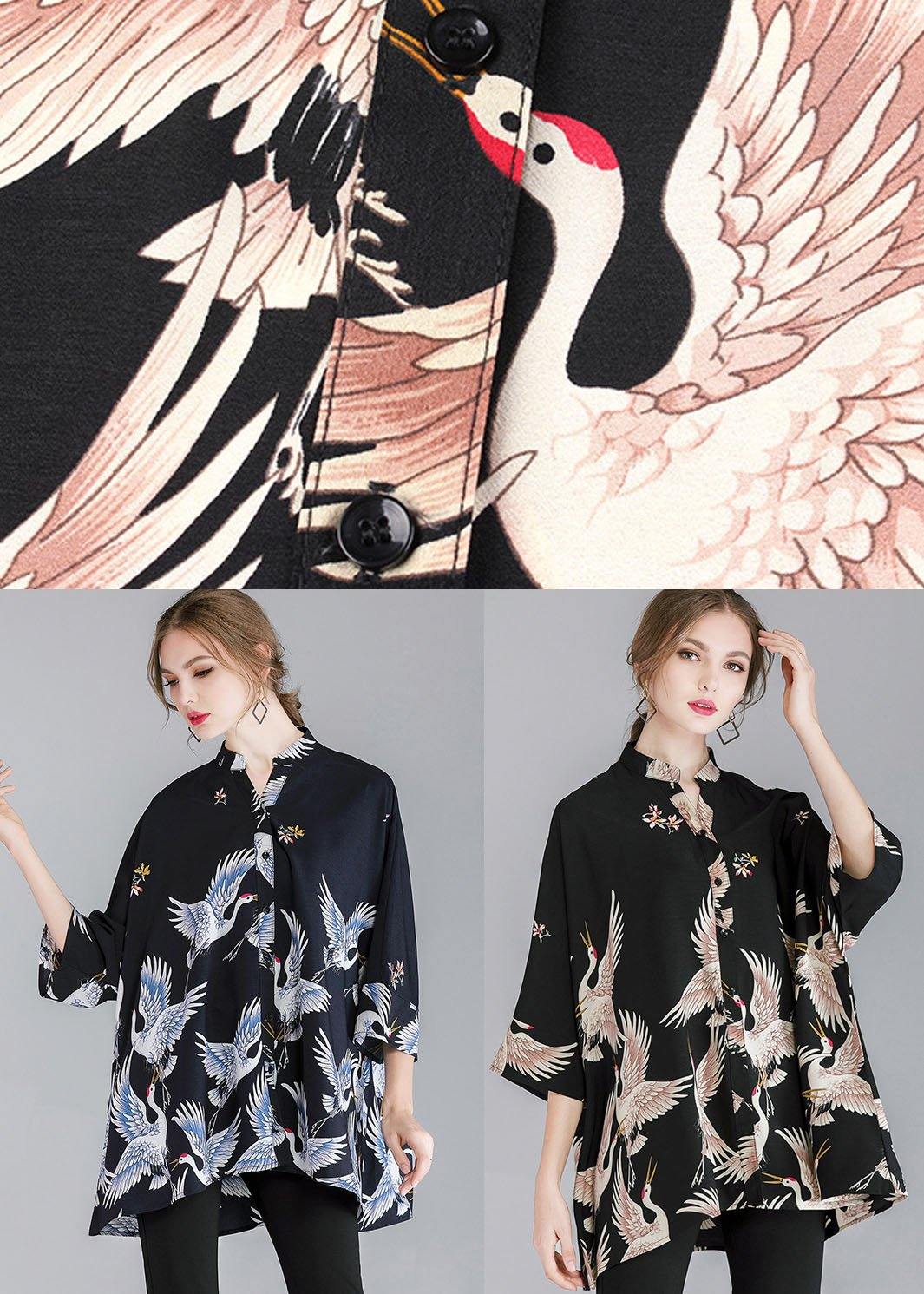 Dame Asymmetrisk Design Skjorte med Trekvart Ermer 4