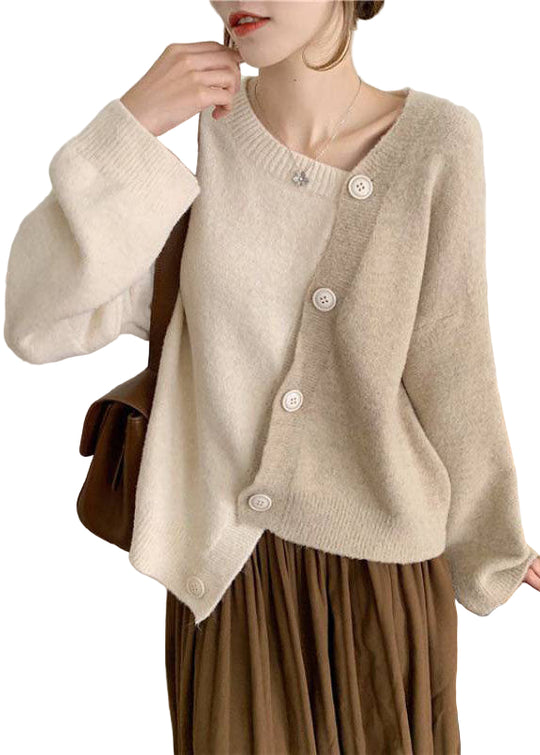 Dame Asymmetrisk Strikket Vintergenser 0