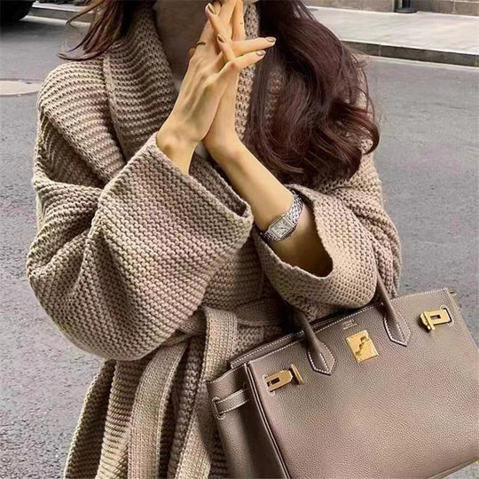 Dame Cardigan Chunky Strikket Oversized 2