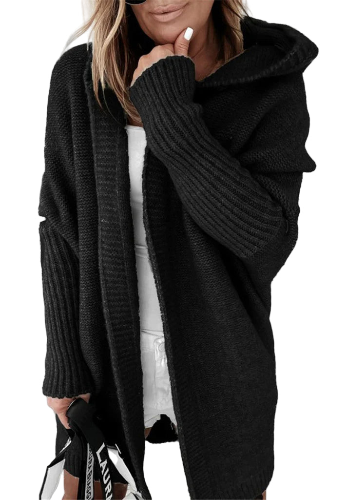 Dame Cardigan Oversized Passform med Hette 0
