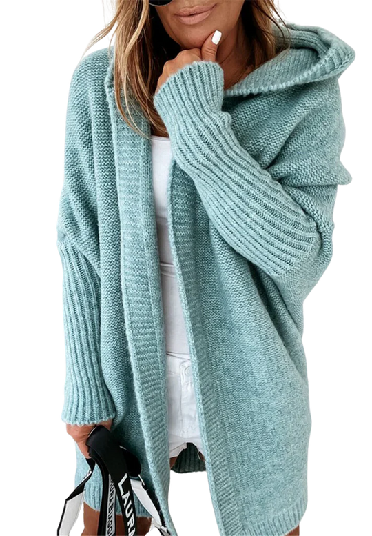 Dame Cardigan Oversized Passform med Hette 3