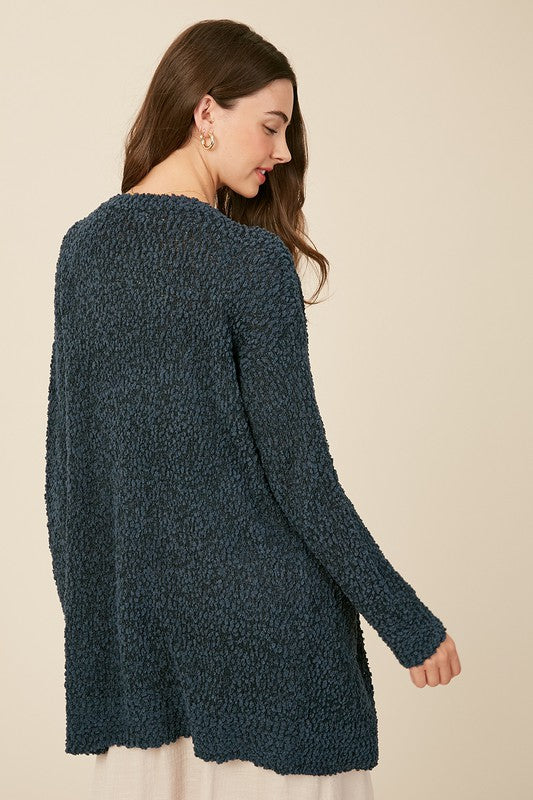 Dame Chunky Åpen Cardigan med Popcorn Tekstur 2