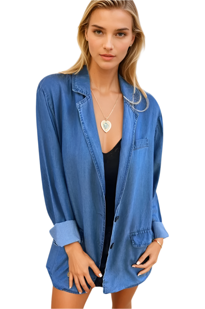 Dame Denim Blazer Casual Stil 0