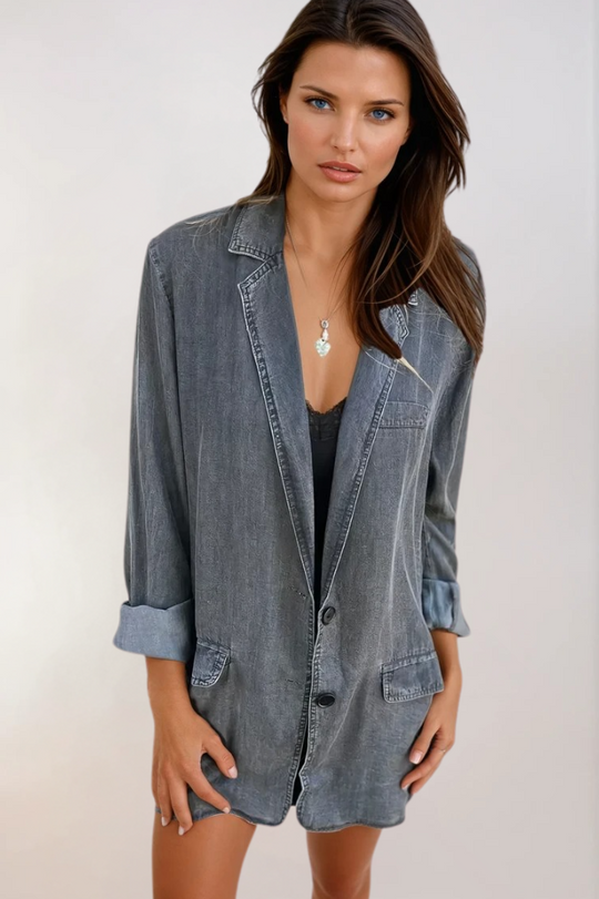Dame Denim Blazer Casual Stil 2
