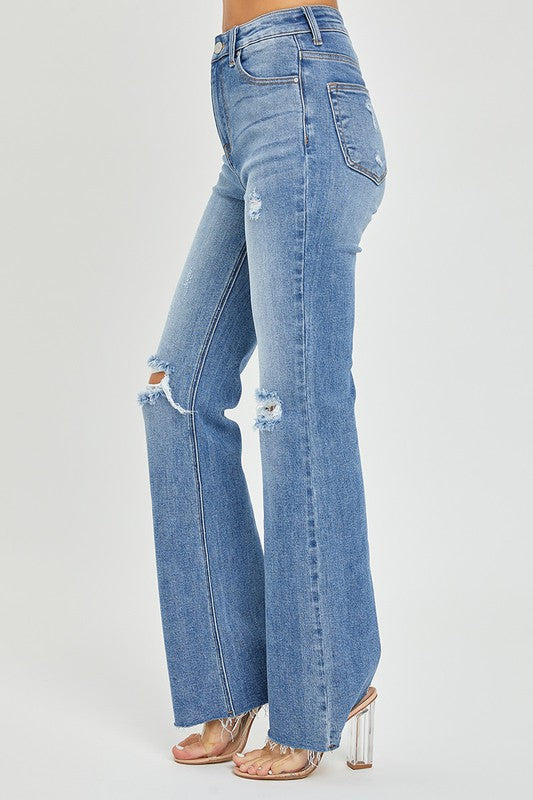Dame Flare Jeans Høy Midje Medium Denim 2