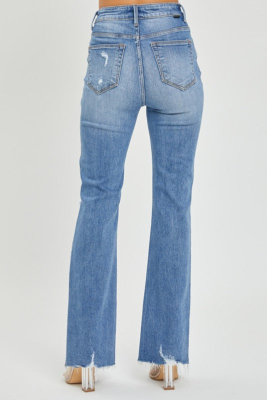Dame Flare Jeans Høy Midje Medium Denim 3