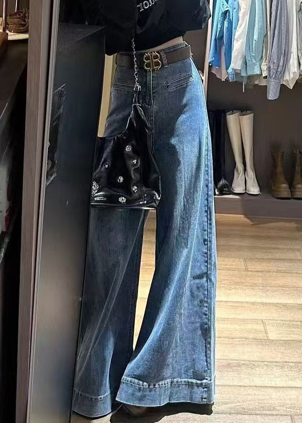Dame Høy Midje Denim Bukser med Vidde Ben 3