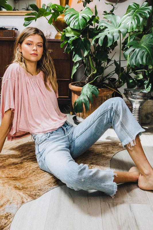 Dame Høyt Liv Ankel Rett Jeans Lys Denim 2