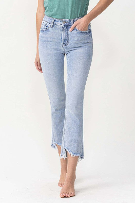 Dame Kick Flare Jeans Høy Midje Lys Denim 1