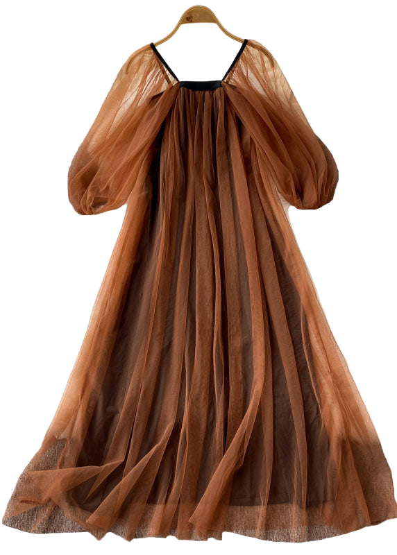 Dame Kjole med Firkantet Krage og Rynkede Detaljer 0