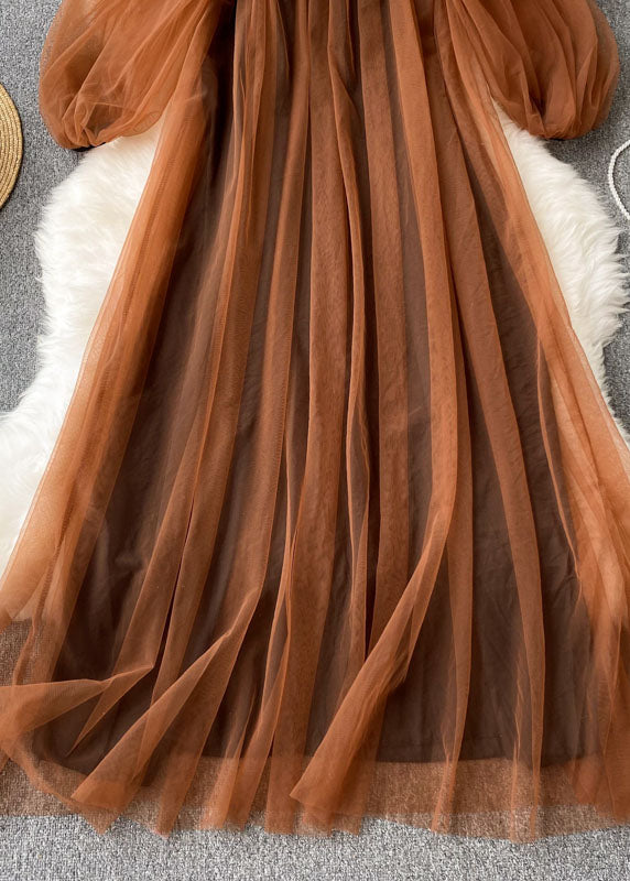 Dame Kjole med Firkantet Krage og Rynkede Detaljer 2