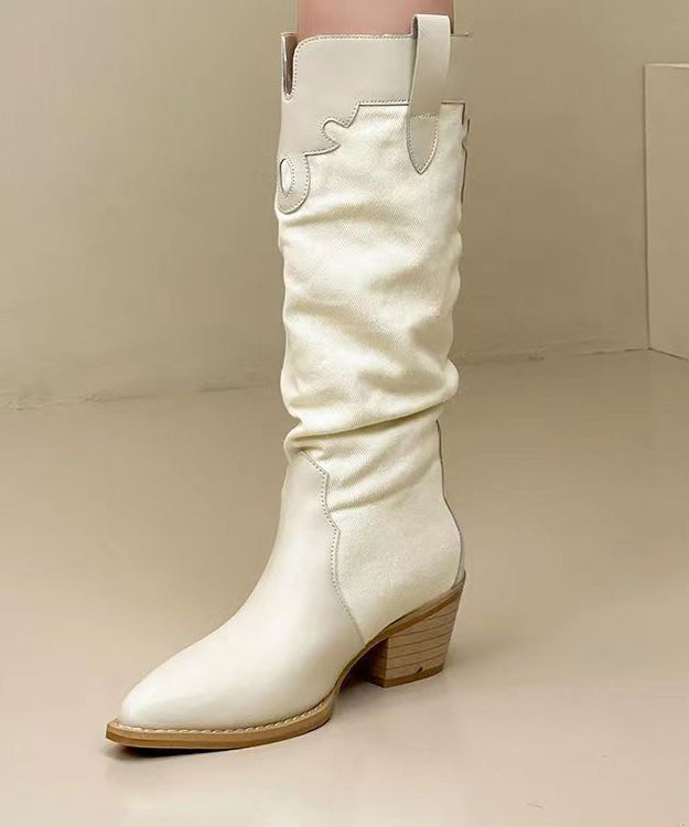 Dame Lange Støvler Chunky Spiss Tå 1