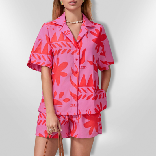 Dame Lounge Sett Tropisk Mønster Myk Stoff 1