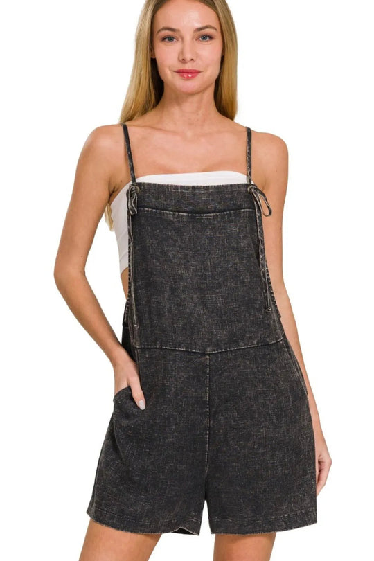 Dame Romper Knytebånd Vasket Denim 0