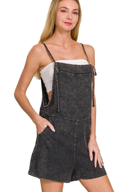Dame Romper Knytebånd Vasket Denim 1