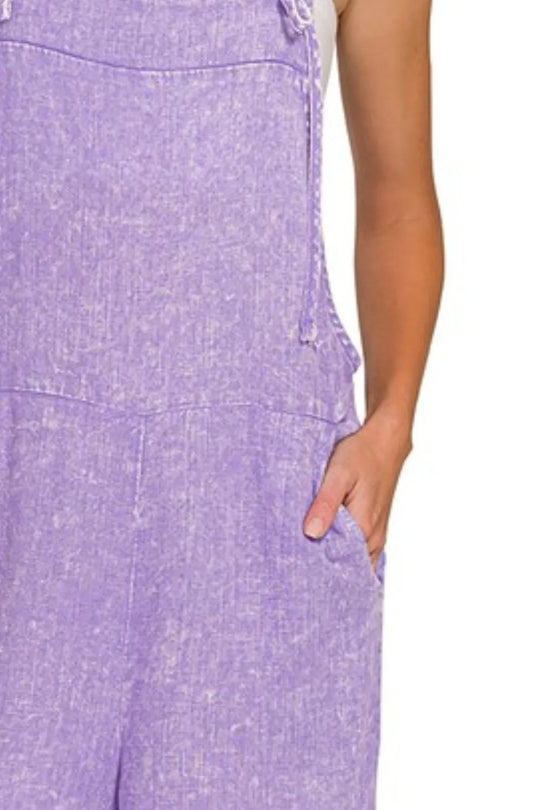 Dame Romper Knytebånd Vasket Lin 2