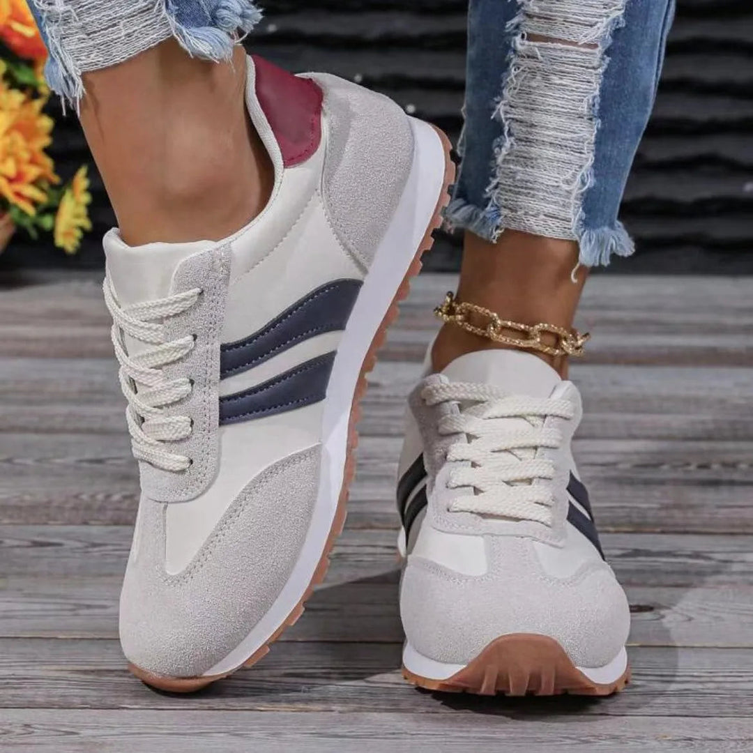 Dame Sneakers Lav Topp Trendy Med Sidestriper 2
