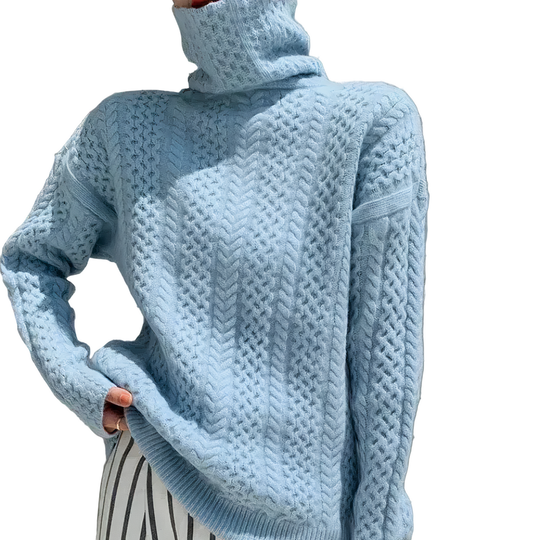 Dame Strikkegenser Med Polokrage Klassisk Design 0