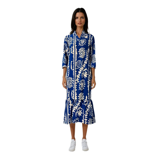 Damekjole Løs V-Hals Trykt Polyester Rayon 0