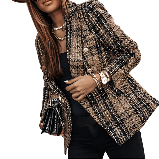 Damens Blazer i Rutete Design med Tidløs Stil 0