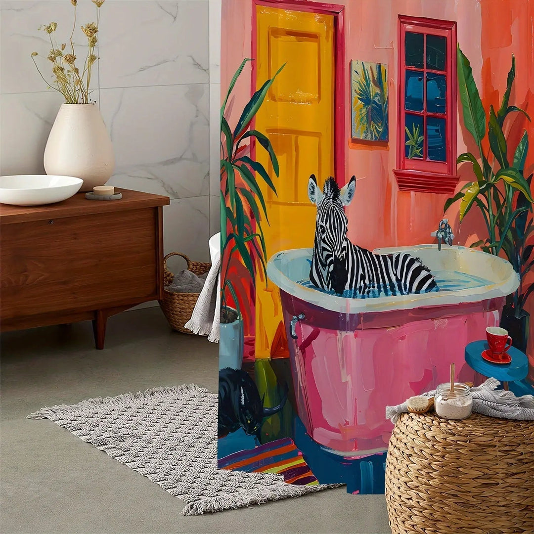 Dusjforheng med Tropisk Zebra Design 1