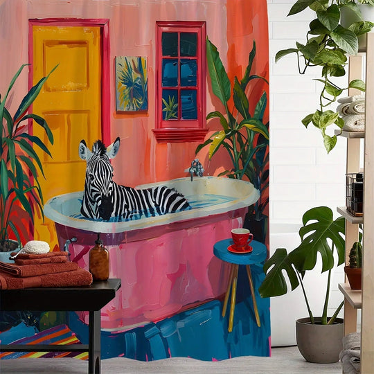 Dusjforheng med Tropisk Zebra Design 2