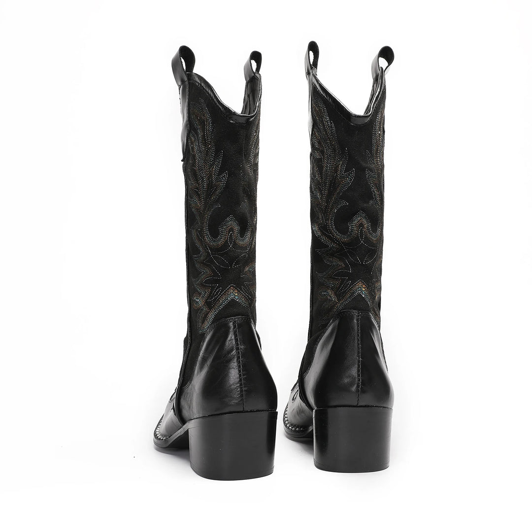 Herre Cowboy Boots Broderi Metalltå Lær 5