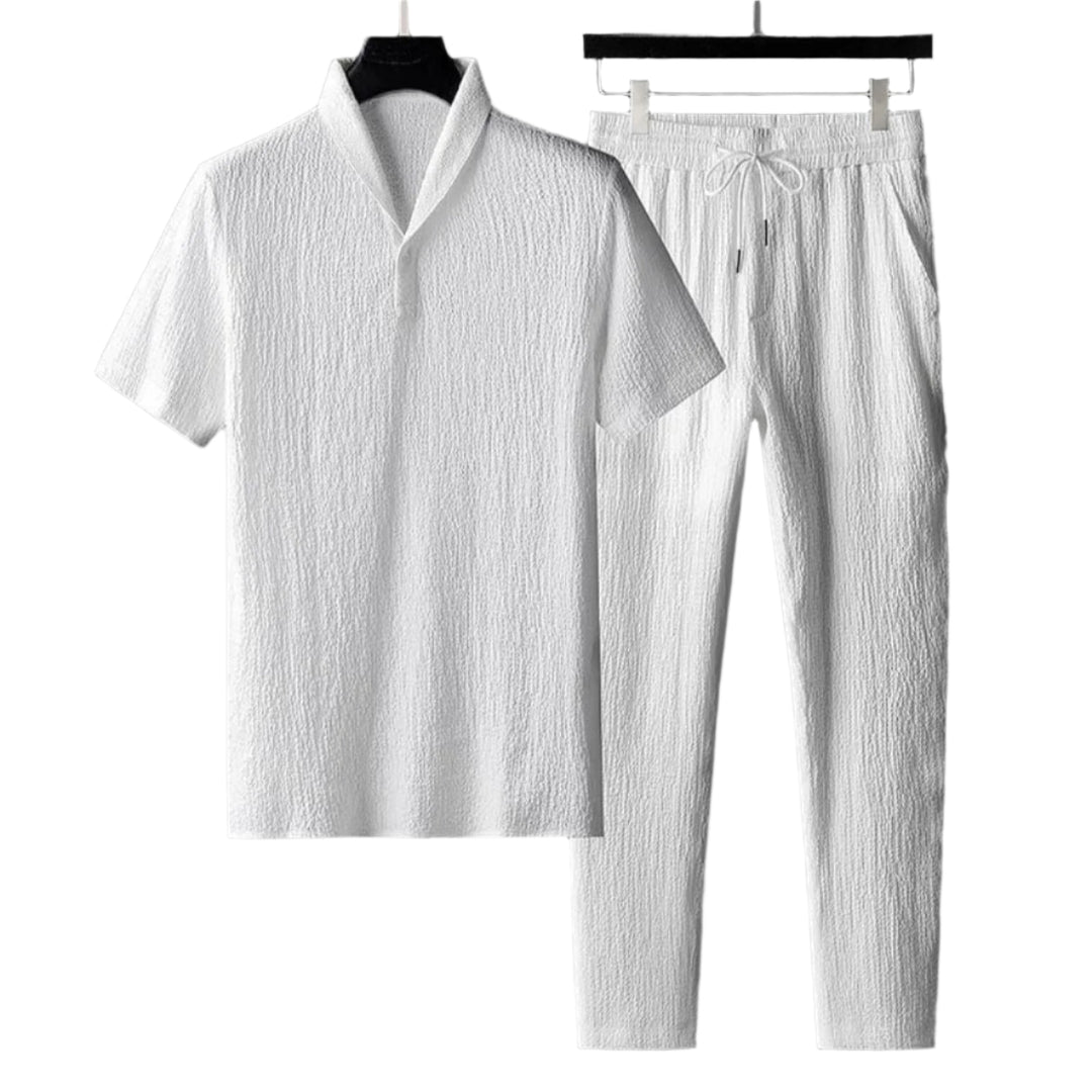 Herre Lin Sett Avslappet Design Pustende Materiale 0