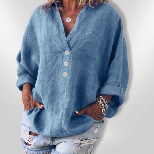 Herre Pull med Ample Passform i Bomull og Lin 1