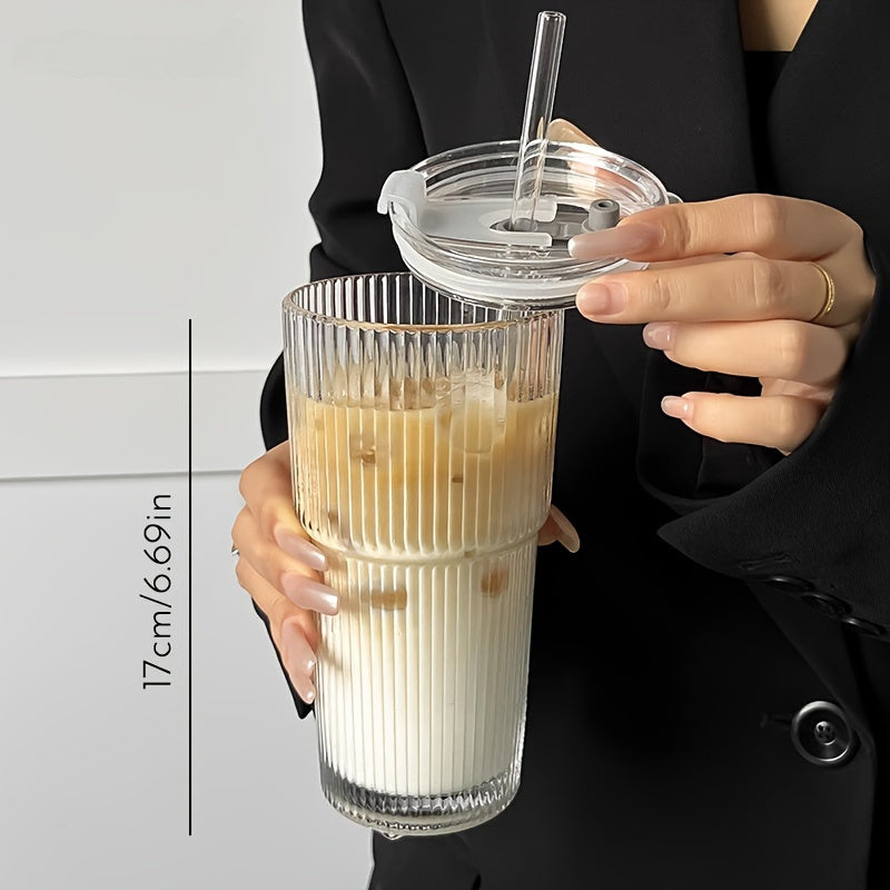 Isolert Glass Kaffekrus med Lokket og Halm for Kaffe og Te 1