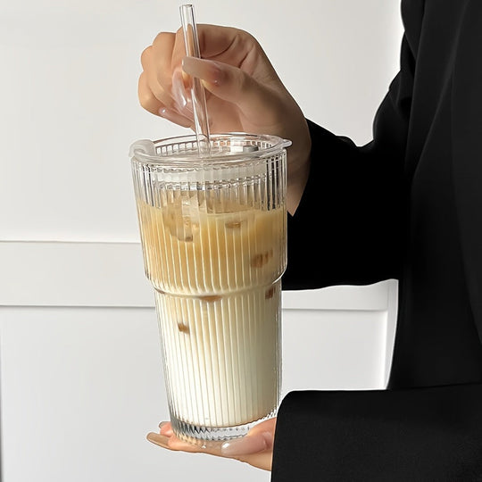 Isolert Glass Kaffekrus med Lokket og Halm for Kaffe og Te 4