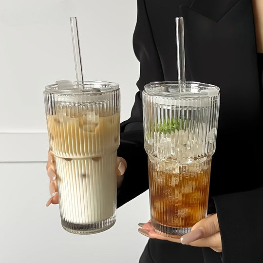 Isolert Glass Kaffekrus med Lokket og Halm for Kaffe og Te 6