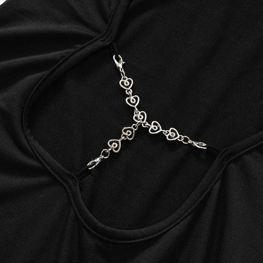 Kjoler Med Åpen Rygg Maxikjole Uten Rygg Med Kjede Polyester 3