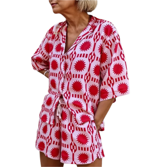 Kvinne 2-delt Sommer Ensemble Lett Materiale Geometrisk Mønster 0