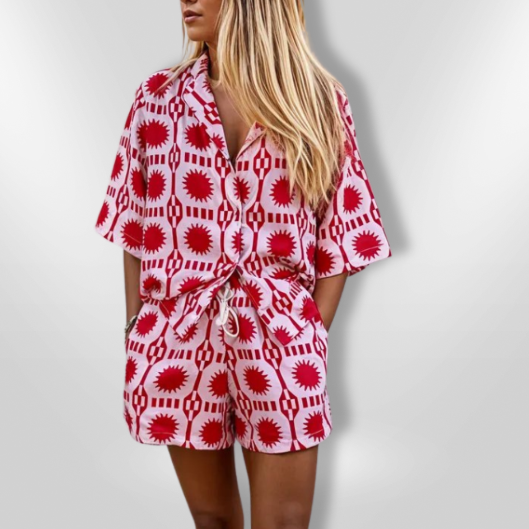 Kvinne 2-delt Sommer Ensemble Lett Materiale Geometrisk Mønster 1