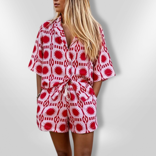 Kvinne 2-delt Sommer Ensemble Lett Materiale Geometrisk Mønster 1