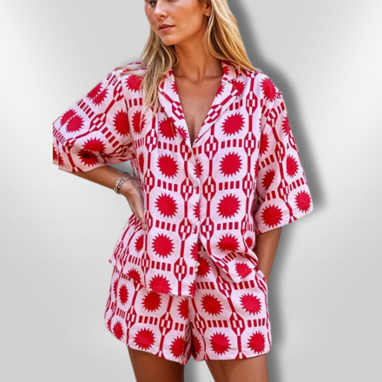 Kvinne 2-delt Sommer Ensemble Lett Materiale Geometrisk Mønster 2