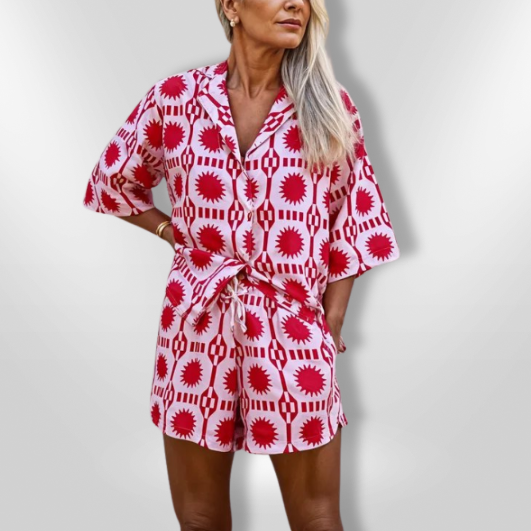 Kvinne 2-delt Sommer Ensemble Lett Materiale Geometrisk Mønster 3