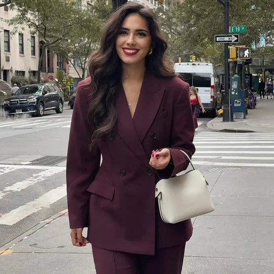 Kvinne Blazer Jakke med Dobbelknappet Design 2