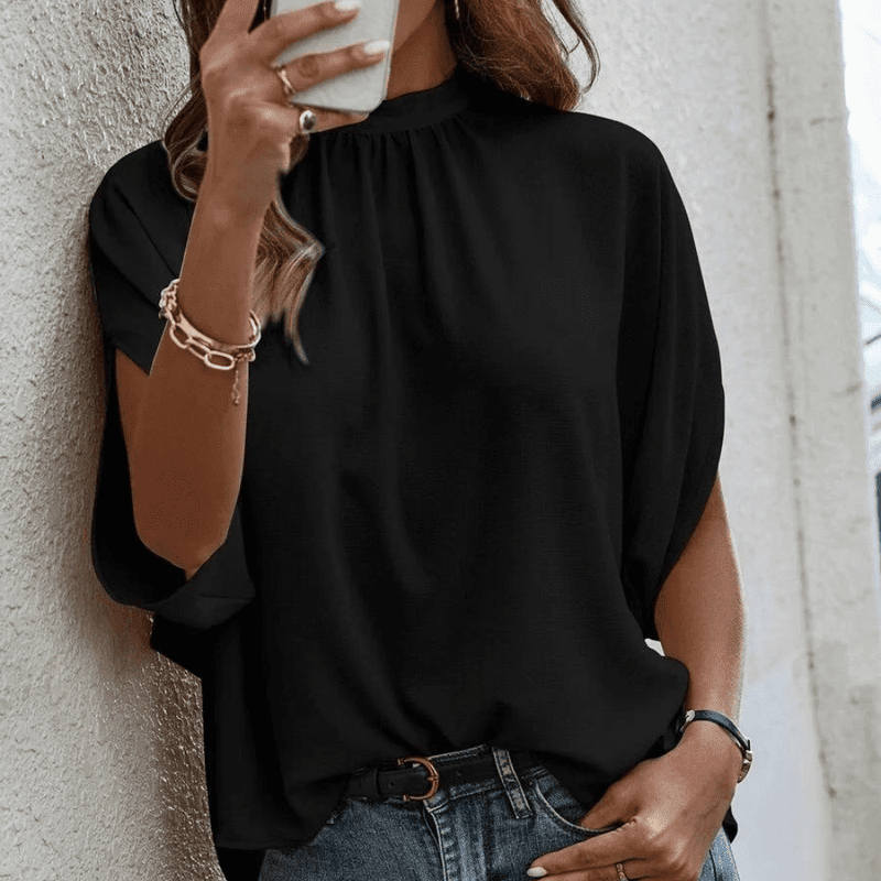 Kvinne Bluse Chiffon Halvlange Ermer med Splittdetaljer 2