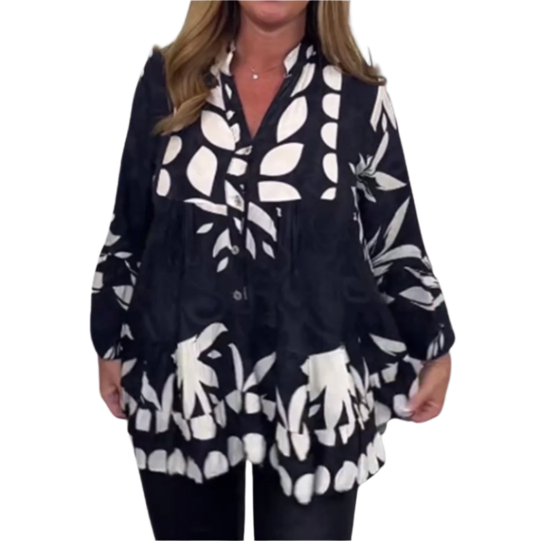 Kvinne Bluse Evaserte Ermer Lett Stoff Blomstertrykk 0