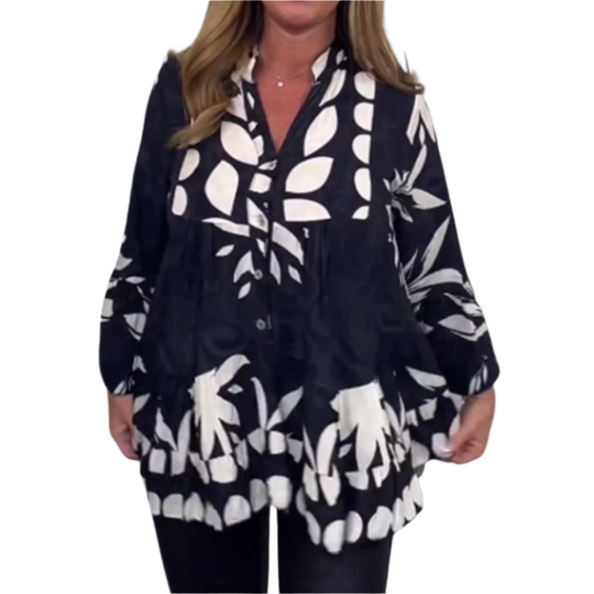 Kvinne Bluse Evaserte Ermer Lett Stoff Blomstertrykk 0