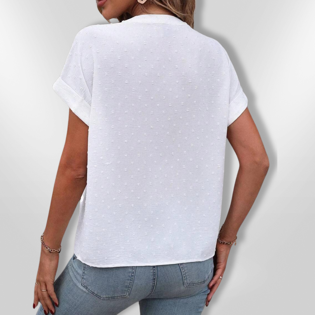 Kvinne Bluse Klassisk Knappet Lett Stoff 1