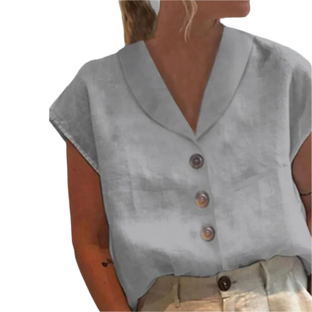 Kvinne Bluse med Bred Krage og Store Knapper 0