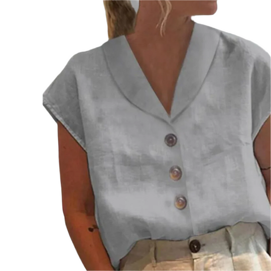 Kvinne Bluse med Bred Krage og Store Knapper 0