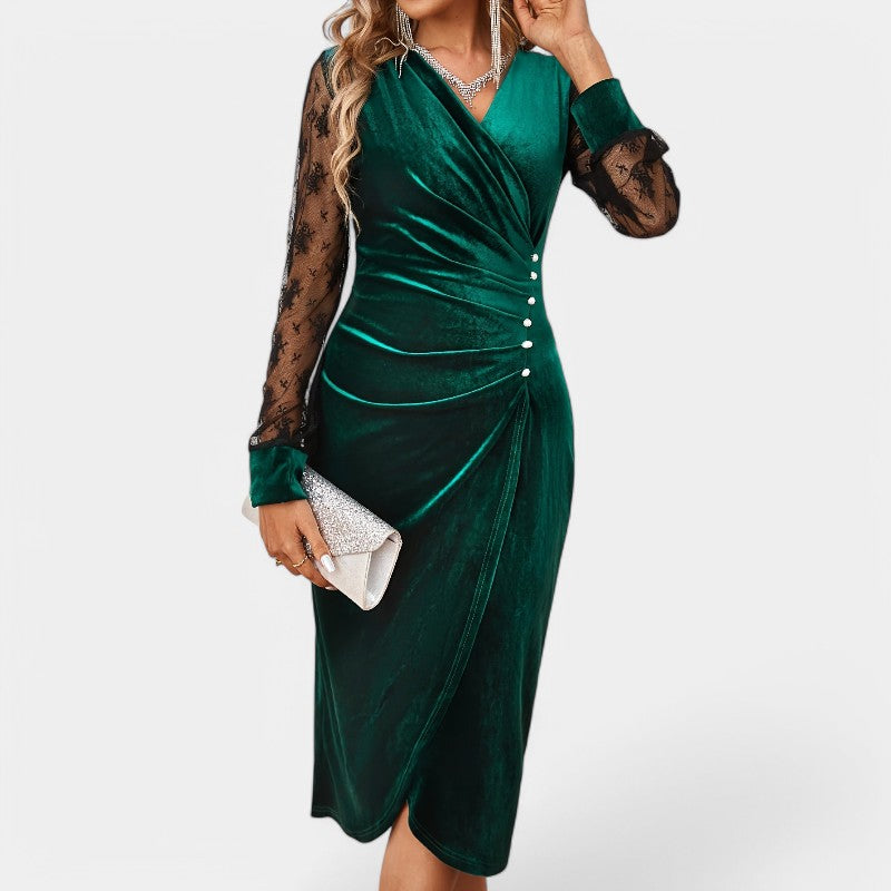 Kvinne Bodycon Kjole med Kontrasterende Blonde Detaljer 2