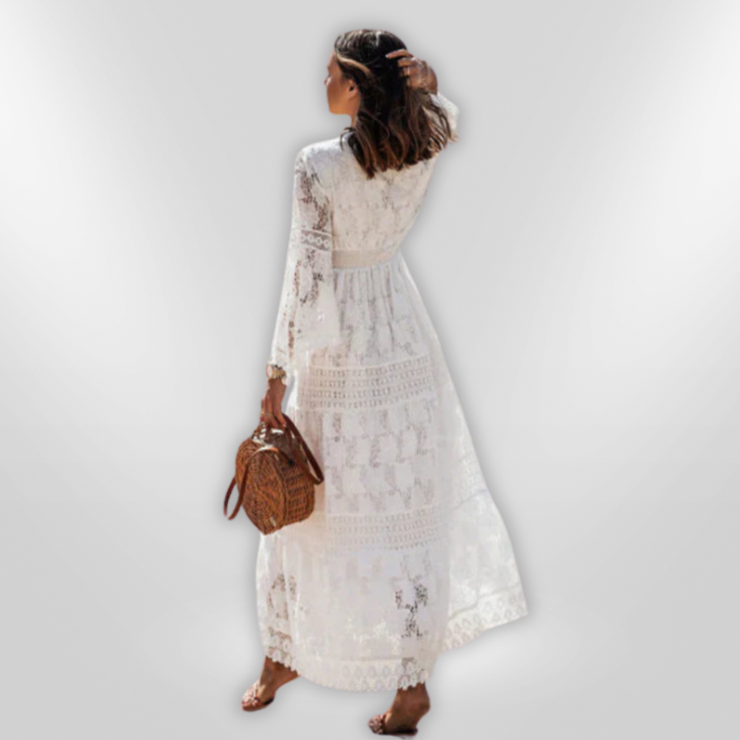 Kvinne Boho Kjole Langermet Polyester 2