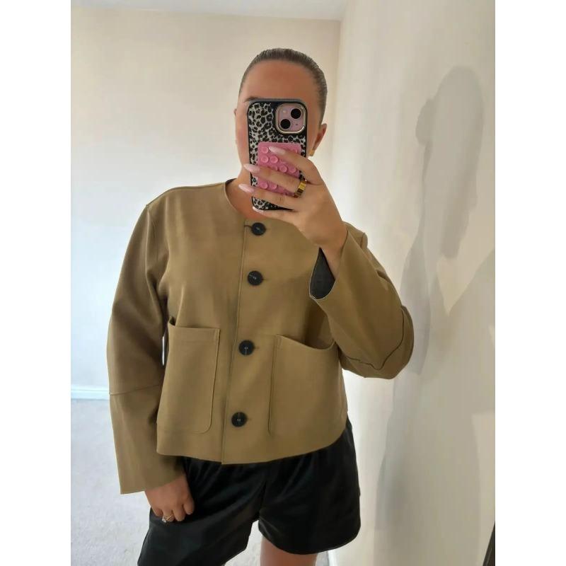 Kvinne Cropped Blazer Jakke Skreddersydd Med Lange Ermer 3