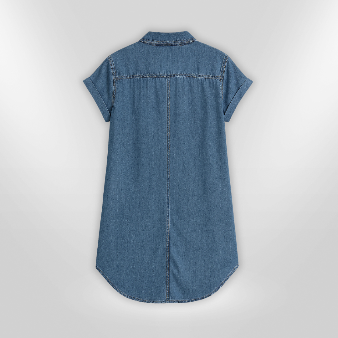 Kvinne Denim Kjole Med Knappedesign 4